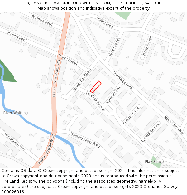 8, LANGTREE AVENUE, OLD WHITTINGTON, CHESTERFIELD, S41 9HP: Location map and indicative extent of plot