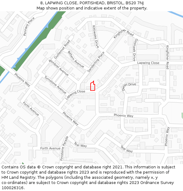 8, LAPWING CLOSE, PORTISHEAD, BRISTOL, BS20 7NJ: Location map and indicative extent of plot