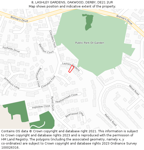 8, LASHLEY GARDENS, OAKWOOD, DERBY, DE21 2UR: Location map and indicative extent of plot