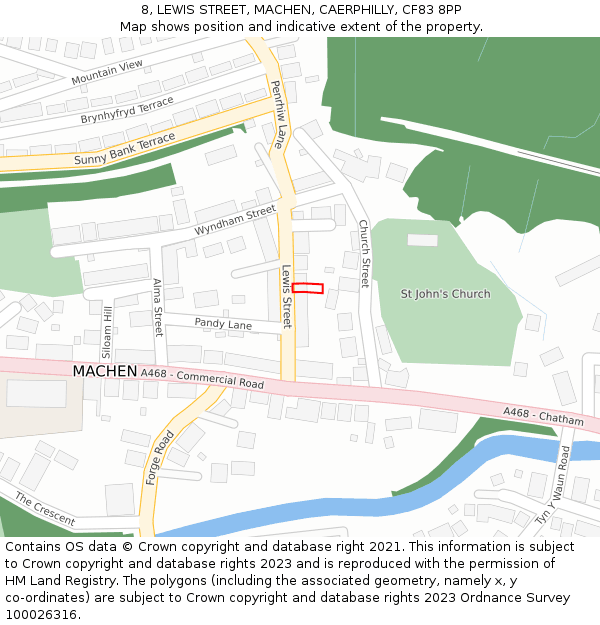 8, LEWIS STREET, MACHEN, CAERPHILLY, CF83 8PP: Location map and indicative extent of plot