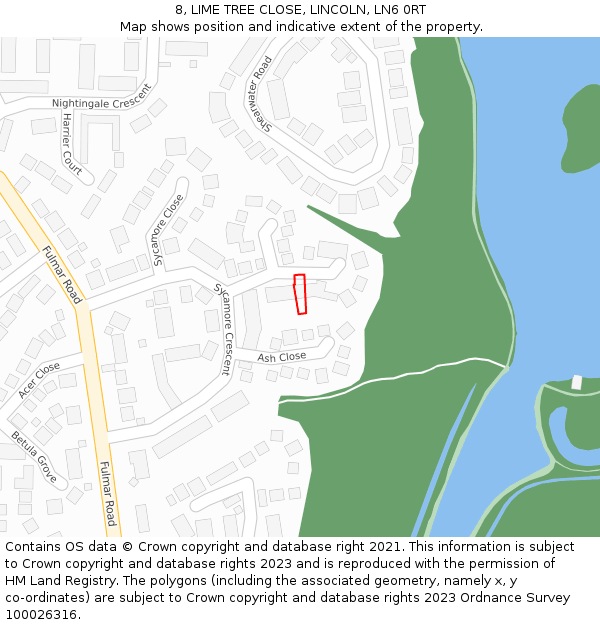 8, LIME TREE CLOSE, LINCOLN, LN6 0RT: Location map and indicative extent of plot