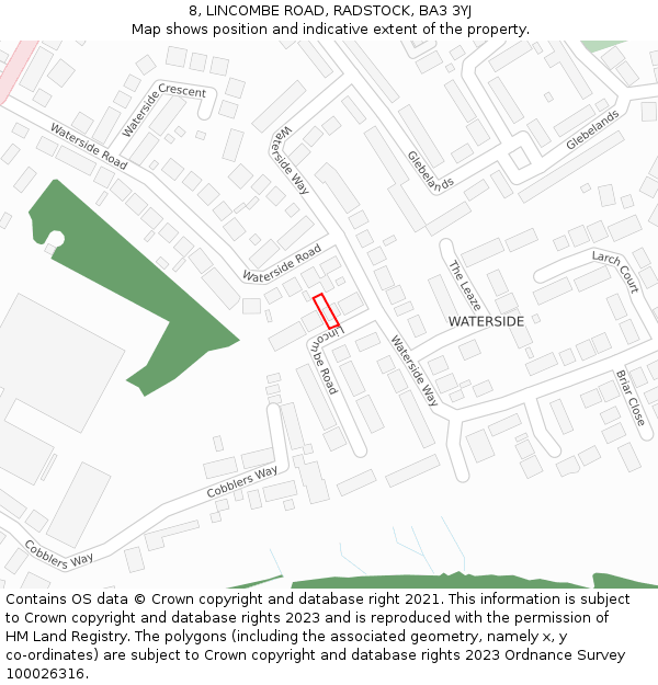 8, LINCOMBE ROAD, RADSTOCK, BA3 3YJ: Location map and indicative extent of plot