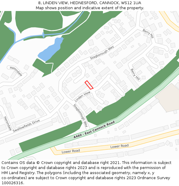 8, LINDEN VIEW, HEDNESFORD, CANNOCK, WS12 1UA: Location map and indicative extent of plot