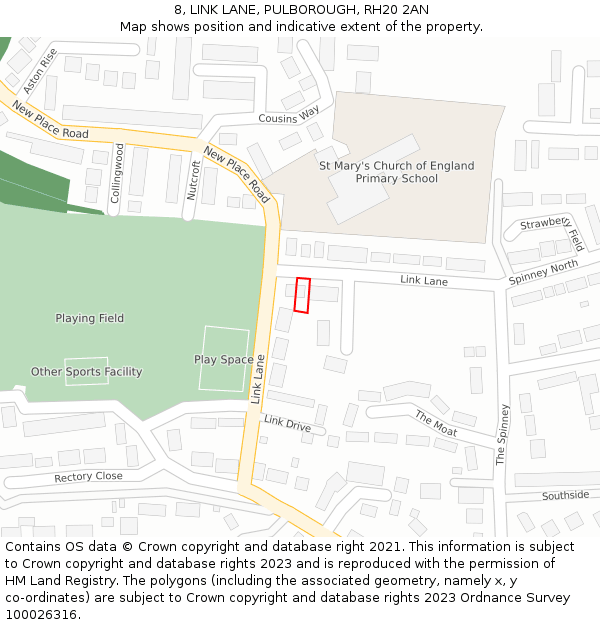 8, LINK LANE, PULBOROUGH, RH20 2AN: Location map and indicative extent of plot