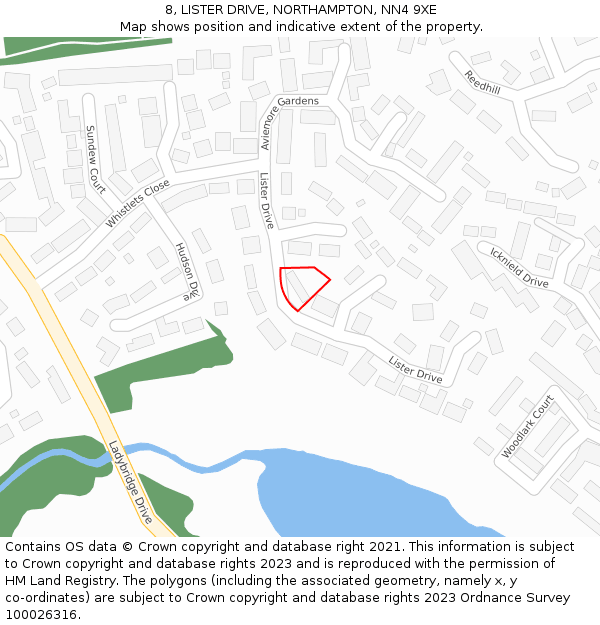 8, LISTER DRIVE, NORTHAMPTON, NN4 9XE: Location map and indicative extent of plot