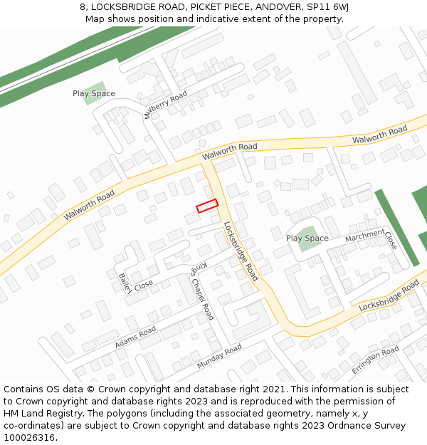 8, LOCKSBRIDGE ROAD, PICKET PIECE, ANDOVER, SP11 6WJ: Location map and indicative extent of plot