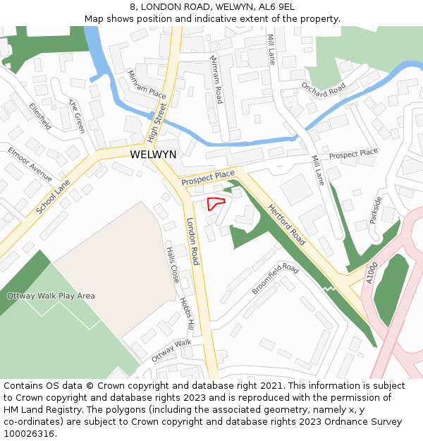 8, LONDON ROAD, WELWYN, AL6 9EL: Location map and indicative extent of plot