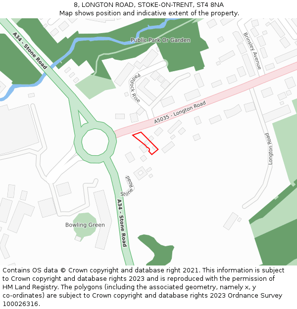 8, LONGTON ROAD, STOKE-ON-TRENT, ST4 8NA: Location map and indicative extent of plot