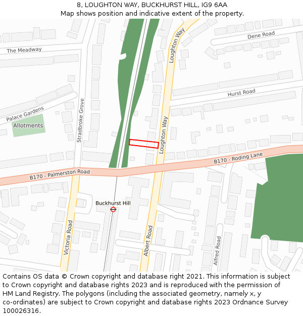 8, LOUGHTON WAY, BUCKHURST HILL, IG9 6AA: Location map and indicative extent of plot