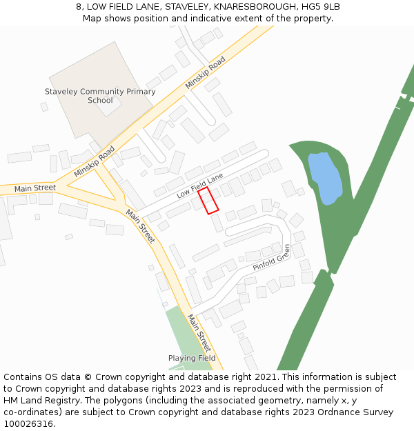 8, LOW FIELD LANE, STAVELEY, KNARESBOROUGH, HG5 9LB: Location map and indicative extent of plot