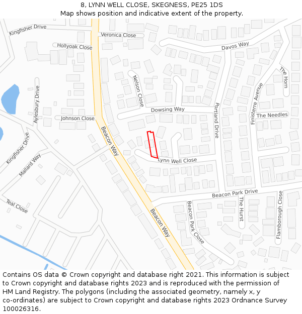 8, LYNN WELL CLOSE, SKEGNESS, PE25 1DS: Location map and indicative extent of plot