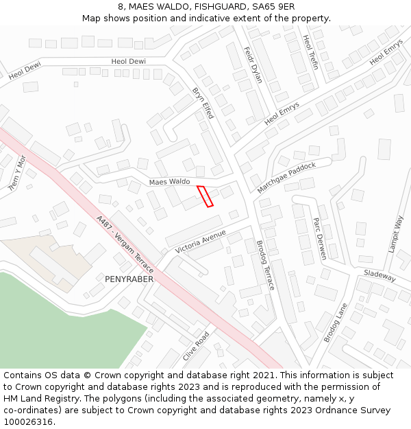 8, MAES WALDO, FISHGUARD, SA65 9ER: Location map and indicative extent of plot