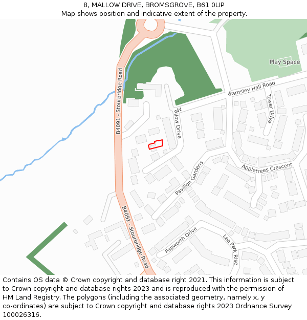 8, MALLOW DRIVE, BROMSGROVE, B61 0UP: Location map and indicative extent of plot
