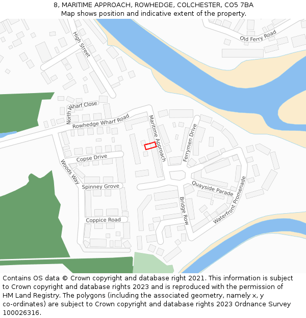 8, MARITIME APPROACH, ROWHEDGE, COLCHESTER, CO5 7BA: Location map and indicative extent of plot