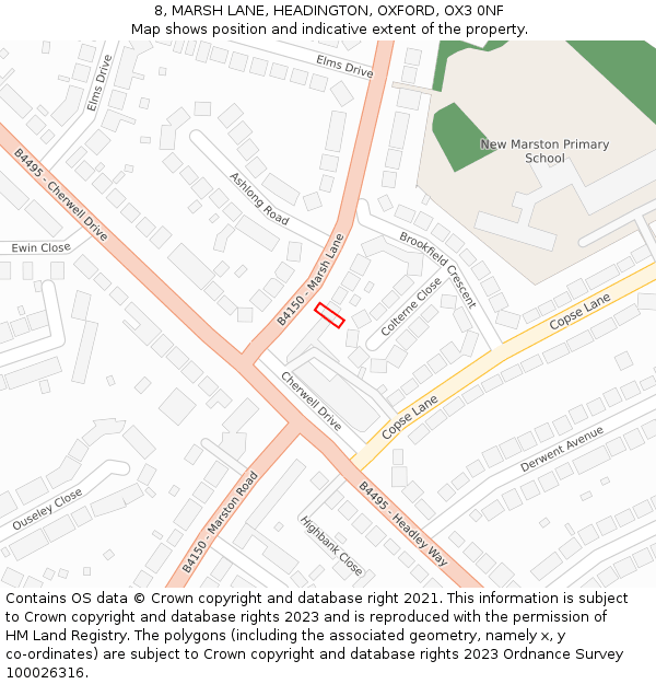 8, MARSH LANE, HEADINGTON, OXFORD, OX3 0NF: Location map and indicative extent of plot