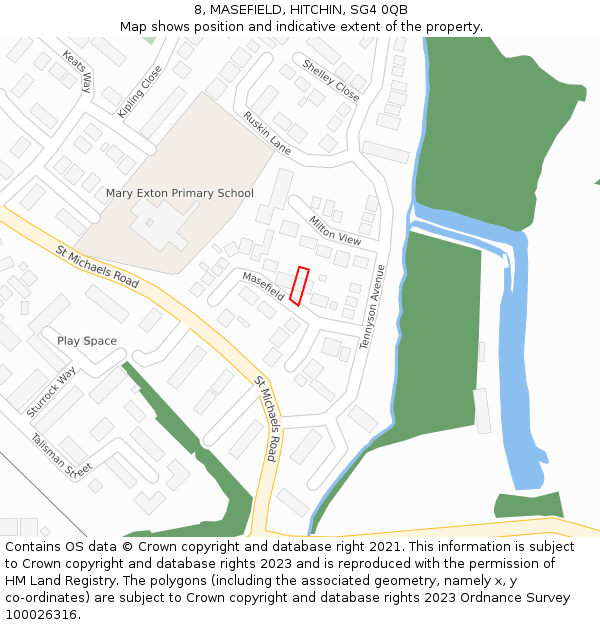 8, MASEFIELD, HITCHIN, SG4 0QB: Location map and indicative extent of plot