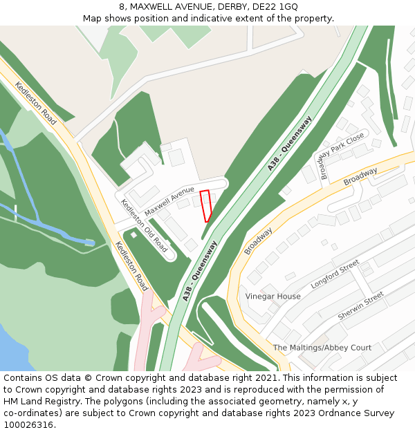 8, MAXWELL AVENUE, DERBY, DE22 1GQ: Location map and indicative extent of plot