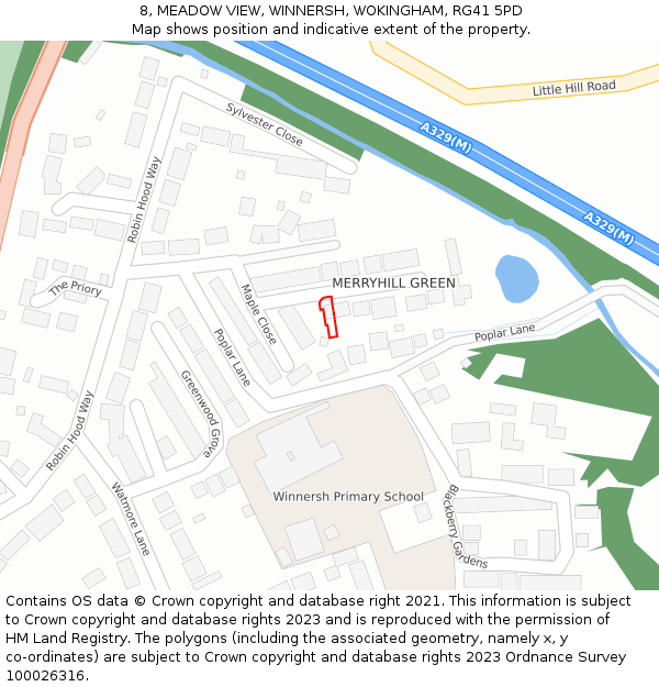 8, MEADOW VIEW, WINNERSH, WOKINGHAM, RG41 5PD: Location map and indicative extent of plot