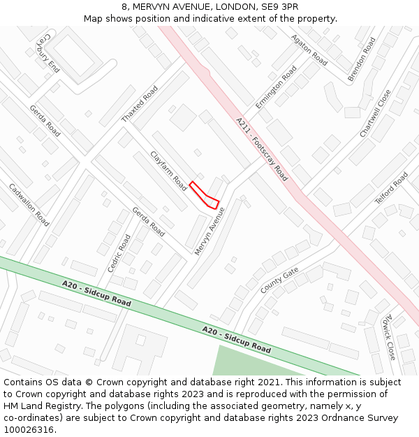 8, MERVYN AVENUE, LONDON, SE9 3PR: Location map and indicative extent of plot