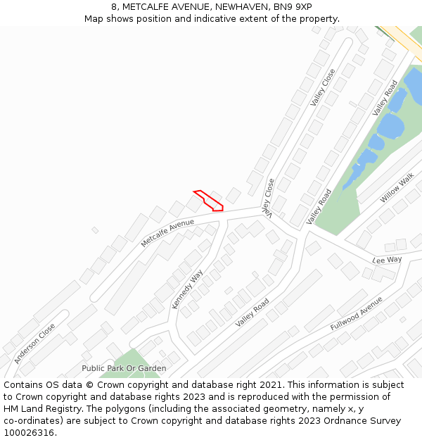 8, METCALFE AVENUE, NEWHAVEN, BN9 9XP: Location map and indicative extent of plot