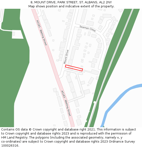 8, MOUNT DRIVE, PARK STREET, ST. ALBANS, AL2 2NY: Location map and indicative extent of plot