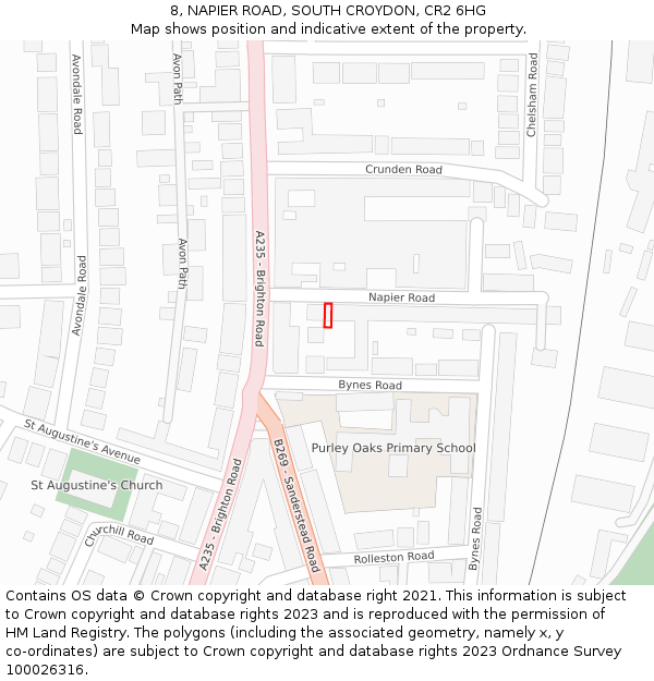 8, NAPIER ROAD, SOUTH CROYDON, CR2 6HG: Location map and indicative extent of plot