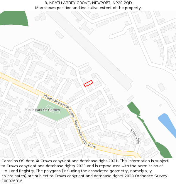 8, NEATH ABBEY GROVE, NEWPORT, NP20 2QD: Location map and indicative extent of plot