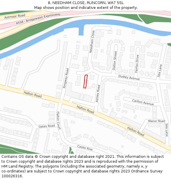 8, NEEDHAM CLOSE, RUNCORN, WA7 5SL: Location map and indicative extent of plot