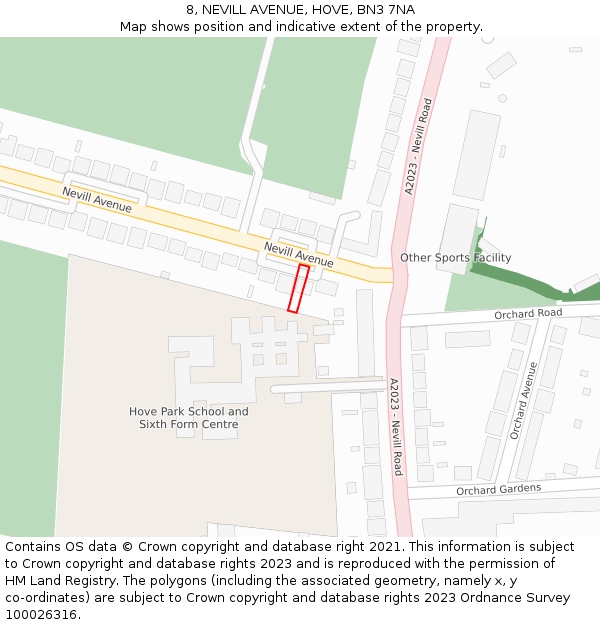 8, NEVILL AVENUE, HOVE, BN3 7NA: Location map and indicative extent of plot