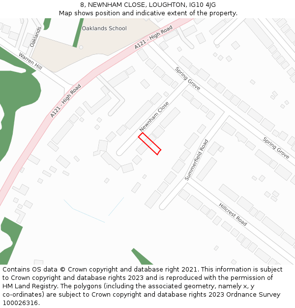 8, NEWNHAM CLOSE, LOUGHTON, IG10 4JG: Location map and indicative extent of plot