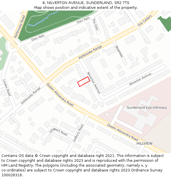 8, NILVERTON AVENUE, SUNDERLAND, SR2 7TS: Location map and indicative extent of plot