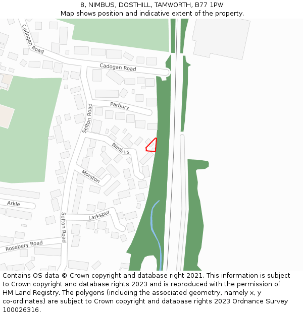 8, NIMBUS, DOSTHILL, TAMWORTH, B77 1PW: Location map and indicative extent of plot