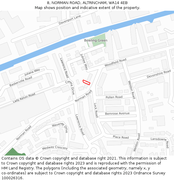 8, NORMAN ROAD, ALTRINCHAM, WA14 4EB: Location map and indicative extent of plot