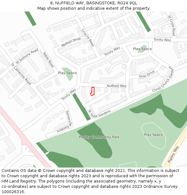 8, NUFFIELD WAY, BASINGSTOKE, RG24 9QL: Location map and indicative extent of plot