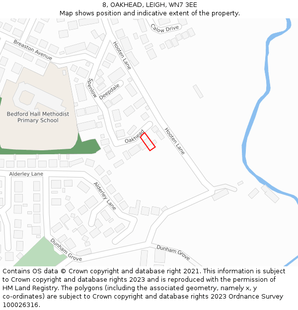 8, OAKHEAD, LEIGH, WN7 3EE: Location map and indicative extent of plot