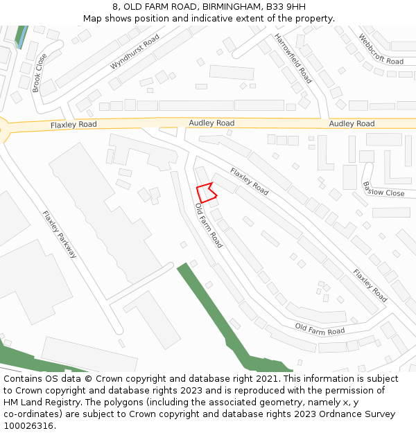 8, OLD FARM ROAD, BIRMINGHAM, B33 9HH: Location map and indicative extent of plot