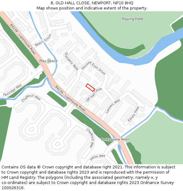8, OLD HALL CLOSE, NEWPORT, NP10 8HQ: Location map and indicative extent of plot