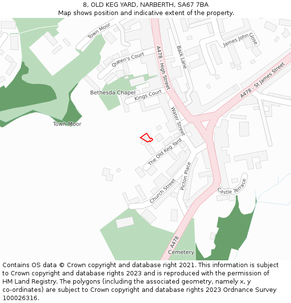8, OLD KEG YARD, NARBERTH, SA67 7BA: Location map and indicative extent of plot