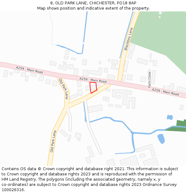 8, OLD PARK LANE, CHICHESTER, PO18 8AP: Location map and indicative extent of plot