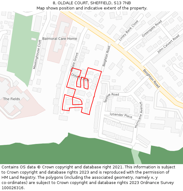 8, OLDALE COURT, SHEFFIELD, S13 7NB: Location map and indicative extent of plot