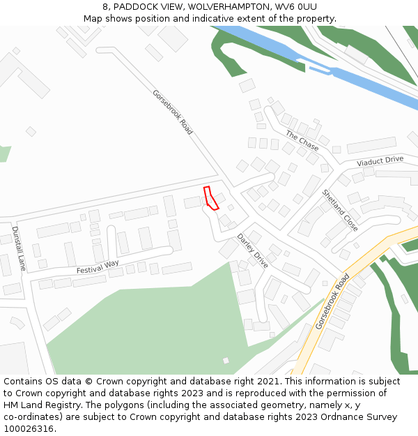 8, PADDOCK VIEW, WOLVERHAMPTON, WV6 0UU: Location map and indicative extent of plot