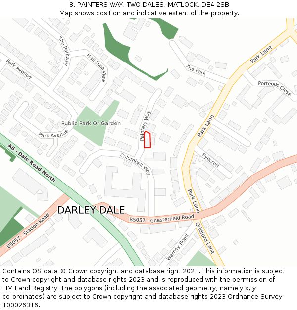 8, PAINTERS WAY, TWO DALES, MATLOCK, DE4 2SB: Location map and indicative extent of plot