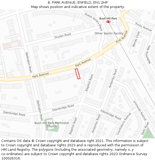 8, PARK AVENUE, ENFIELD, EN1 2HP: Location map and indicative extent of plot