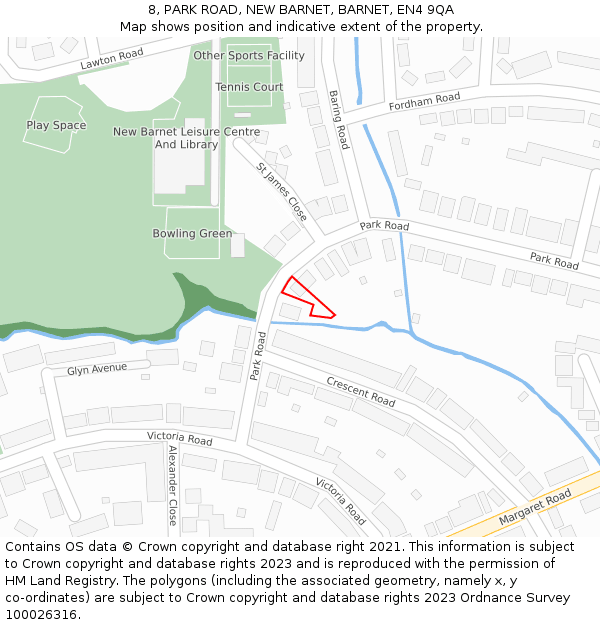 8, PARK ROAD, NEW BARNET, BARNET, EN4 9QA: Location map and indicative extent of plot