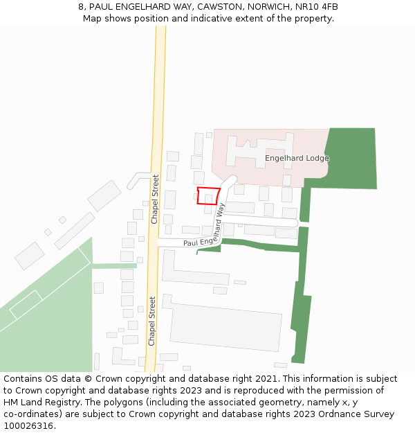 8, PAUL ENGELHARD WAY, CAWSTON, NORWICH, NR10 4FB: Location map and indicative extent of plot