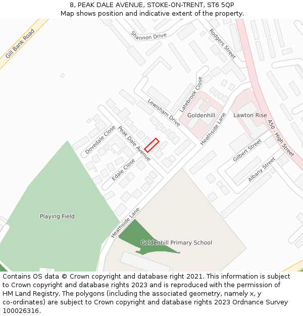 8, PEAK DALE AVENUE, STOKE-ON-TRENT, ST6 5QP: Location map and indicative extent of plot