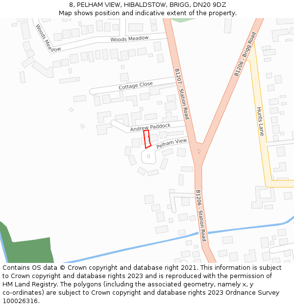 8, PELHAM VIEW, HIBALDSTOW, BRIGG, DN20 9DZ: Location map and indicative extent of plot