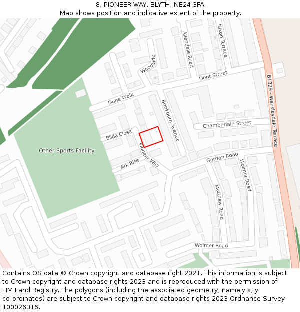 8, PIONEER WAY, BLYTH, NE24 3FA: Location map and indicative extent of plot