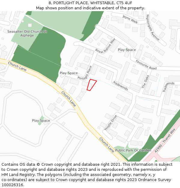 8, PORTLIGHT PLACE, WHITSTABLE, CT5 4UF: Location map and indicative extent of plot