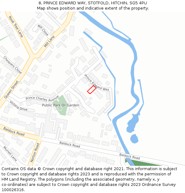 8, PRINCE EDWARD WAY, STOTFOLD, HITCHIN, SG5 4PU: Location map and indicative extent of plot